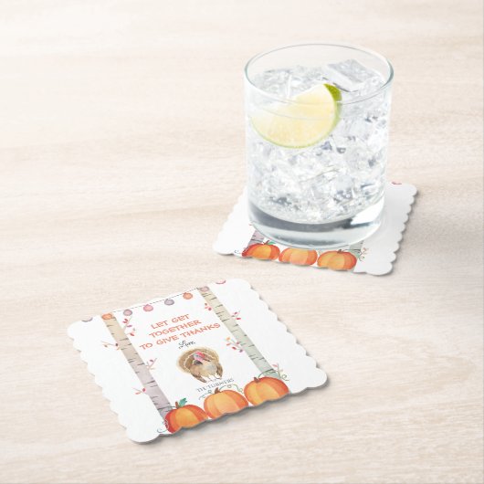 Fall Trees Pumpkins Türkei Erntedank Party Untersetzer (Vor Ort)