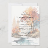 Fall Trees Watercolor Hochzeit Einladung (Vorderseite)