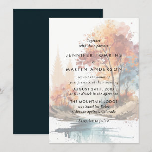 Fall Trees Watercolor Hochzeit Einladung