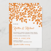 Fall Trees Wedding Einladungen | Orange und Brown (Vorne/Hinten)