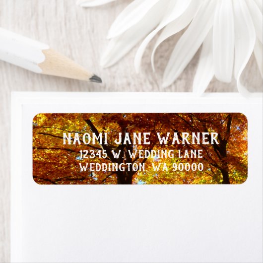 Fall Trees Wedding Rücksendeadressen-Aufklebers (Insitu)