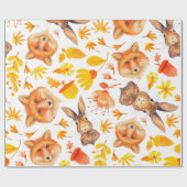 Fall treibt Füchse u. Häschen-Muster Blätter Geschenkpapier (Flach)