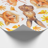 Fall treibt Füchse u. Häschen-Muster Blätter Geschenkpapier (Ecke)
