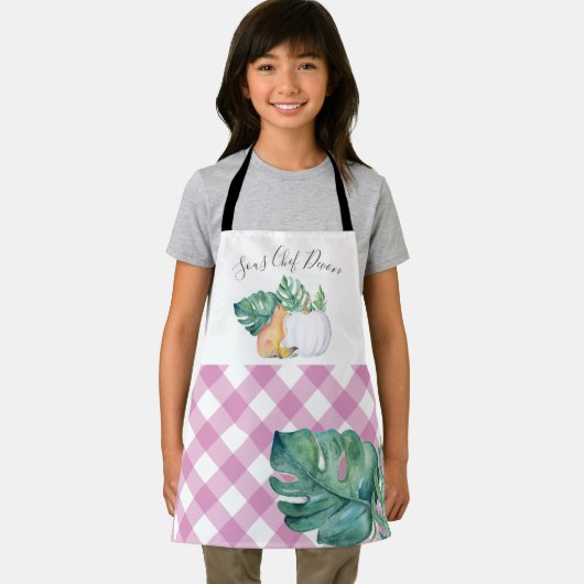 Fall Tropischer Fuchs und weiße Pumpkin-Schürze Schürze (Insitu)