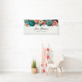 Fall Turquoise und Terracotta Peony Brautparty Banner (Insitu)