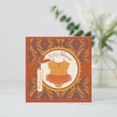 Fall Tutu und Herbst Damaske Kinderdusche Einladung (Stehend Vorderseite)