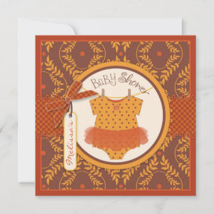 Fall Tutu und Herbst Damaske Kinderdusche Einladung