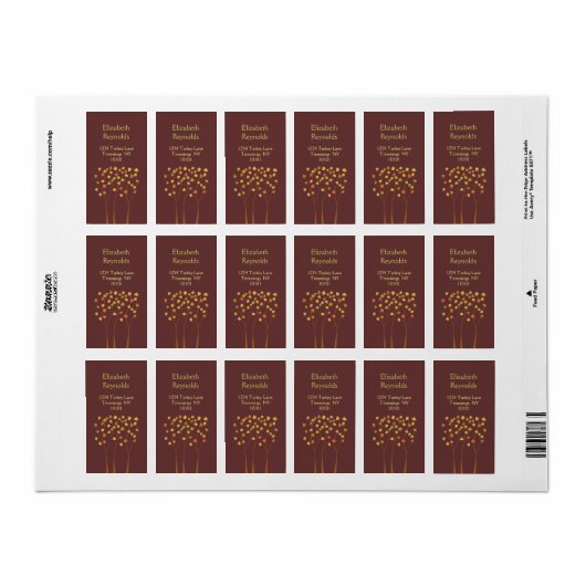 Fall-Twig-Tree-Adressetikett Adressaufkleber (Vorne)