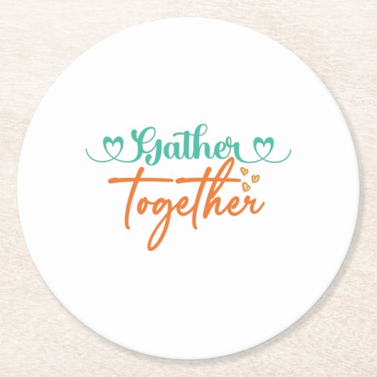 Fall Typografy Design - Herbst zusammenbringen Runder Pappuntersetzer (Vorderseite)