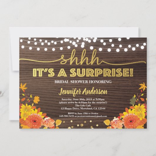 Fall Überraschung Brautparty Erntedank Party Einladung (Vorderseite)