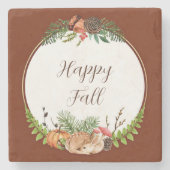 Fall und Natur mit anpassbarem Text Steinuntersetzer (Vorderseite)