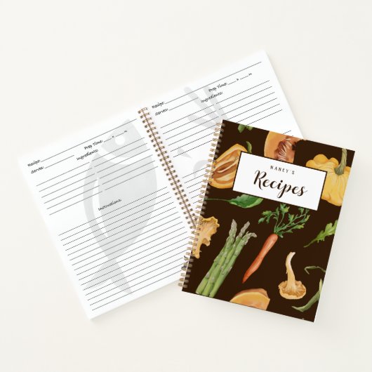 Fall Vegetables Custom Rezept Journal - Brown Notizblock (Innenseite)
