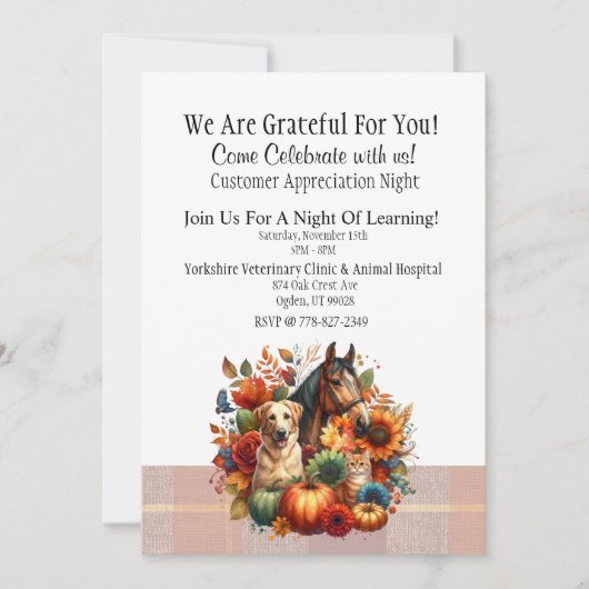Fall Veterinarian Customer Appreciation Einladung (Vorderseite)