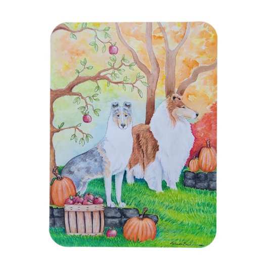 Fall Vibe Collie Magnet (Vertikal)