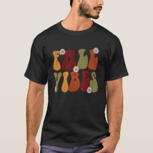 Fall Vibe Vintag Groovy Fall Saison Retro Blumen T-Shirt