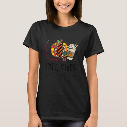 Fall Vibes And That CVICU Nurse Life leopard Pumpk T-Shirt (Vorderseite)