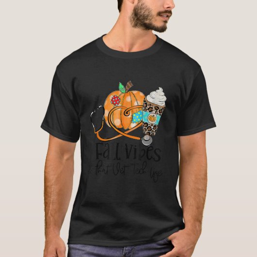 Fall Vibes And Vet Tech Life Pumpkin Leopard Thank T-Shirt (Vorderseite)