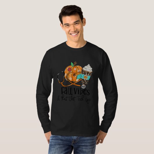 Fall Vibes And Vet Tech Life Pumpkin Leopard Thank T-Shirt (Vorne ganz)