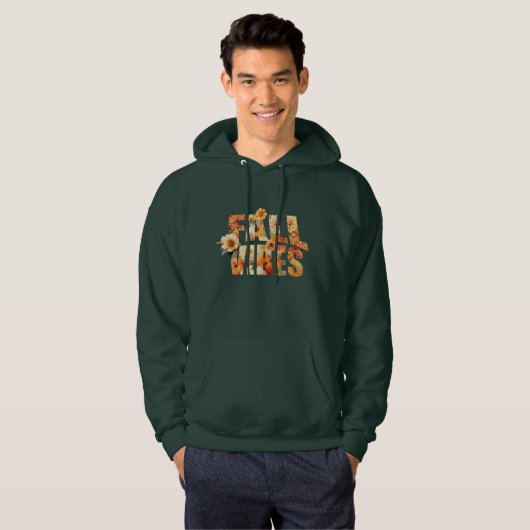 Fall Vibes Aquarell Wildblumen Herbstblätter Hoodie (Vorne ganz)