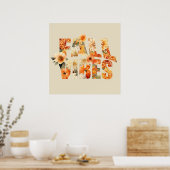 Fall Vibes Aquarell Wildblumen Herbstblätter Poster (Küche)