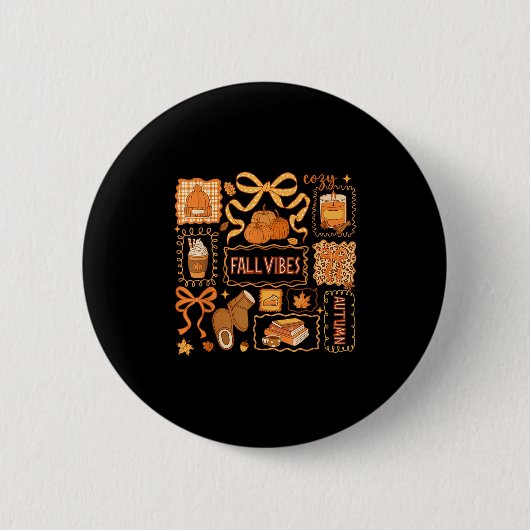 Fall Vibes Autumn Coquette Pumpkin Thanksgiving Co Button (Vorderseite)