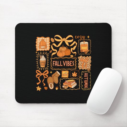 Fall Vibes Autumn Coquette Pumpkin Thanksgiving Co Mousepad (Mit Mouse)