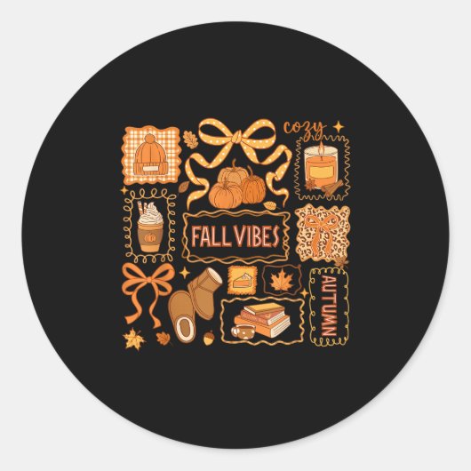 Fall Vibes Autumn Coquette Pumpkin Thanksgiving Co Runder Aufkleber (Vorderseite)