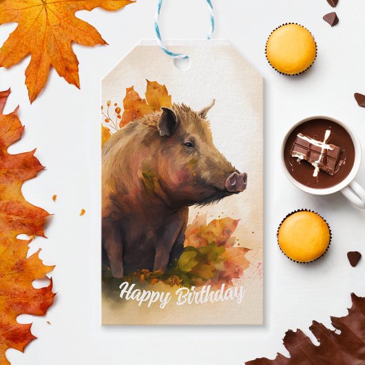 Fall vibes Boar - Geburtstag Geschenkanhänger
