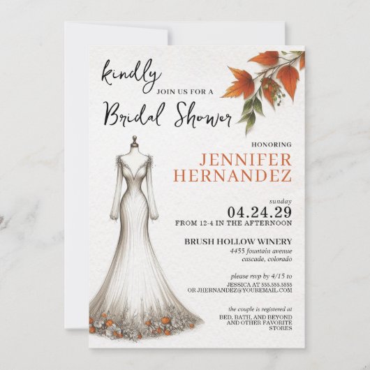 Fall Vibes Brautparty Einladung (Vorderseite)