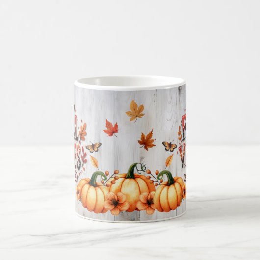 Fall Vibes Bunte Kürbis und Blätter Kaffeetasse (Mittel)
