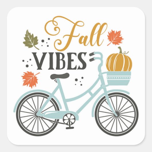 Fall Vibes by Bicycle Quadratischer Aufkleber (Vorderseite)