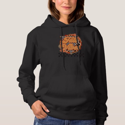 FALL VIBES CHECKERBOARD LEOPARD AUTUMN FALL Saison Hoodie (Vorderseite)