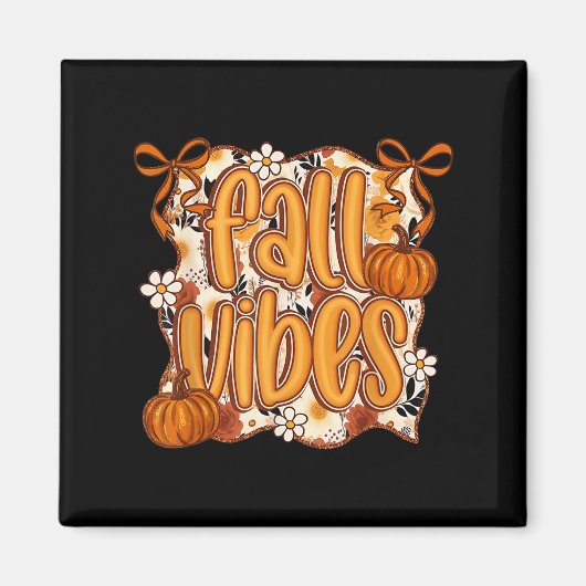 Fall Vibes Coquette Bow Pumpkin Erntedank Autum Magnet (Vorne)