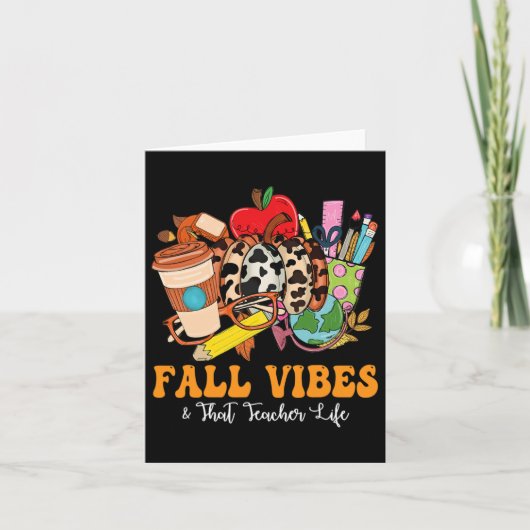 Fall Vibes, dass Lehrer Life Leopard Pumpkin Fall Karte (Vorderseite)