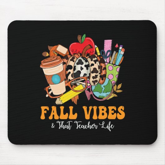 Fall Vibes, dass Lehrer Life Leopard Pumpkin Fall Mousepad (Vorne)