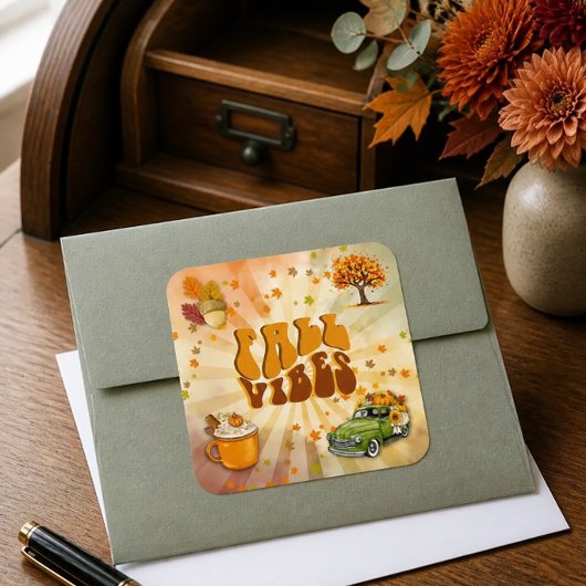 Fall Vibes Farbaufkleber Quadratischer Aufkleber