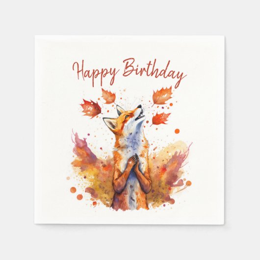 Fall vibes Fox - Geburtstag Serviette (Vorderseite)