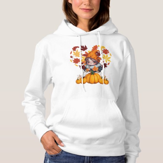 Fall Vibes Gnome Pumpkin Herz Hallo Herbst Vibes Hoodie (Vorderseite)
