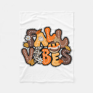 Fall Vibes Hello Fall Groovy Herbst Vintag Dank Fleecedecke