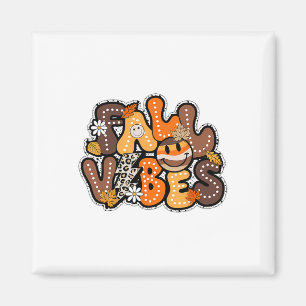 Fall Vibes Hello Fall Groovy Herbst Vintag Dank Magnet