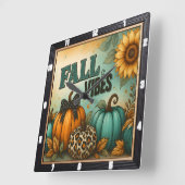 Fall Vibes Herbst Karierte Pumpkins Quadratische Wanduhr (Winkel)