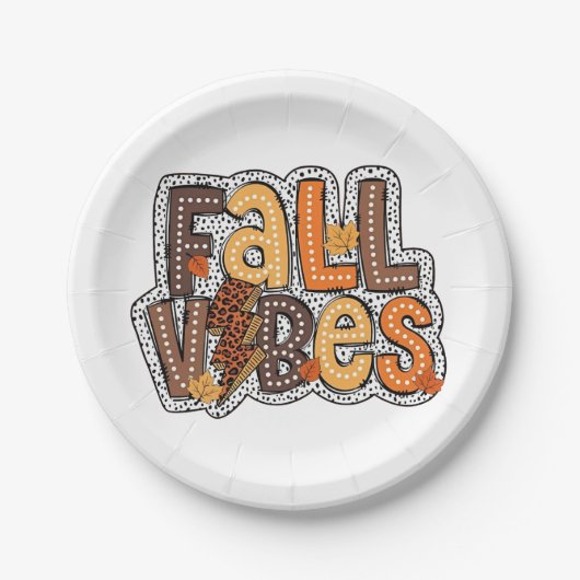 Fall Vibes Herbstlaubs Pumpkin Gewürz Erntedank Pappteller (Vorderseite)