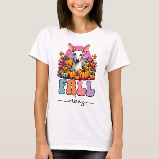 Fall Vibes Iggy Dog Pumpkin Patch Pastel Goth T-Shirt (Vorderseite)