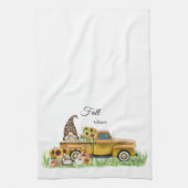 Fall Vibes Leopard Gnome Gelbe Lieferwagen Geschirrtuch (Vertikal)