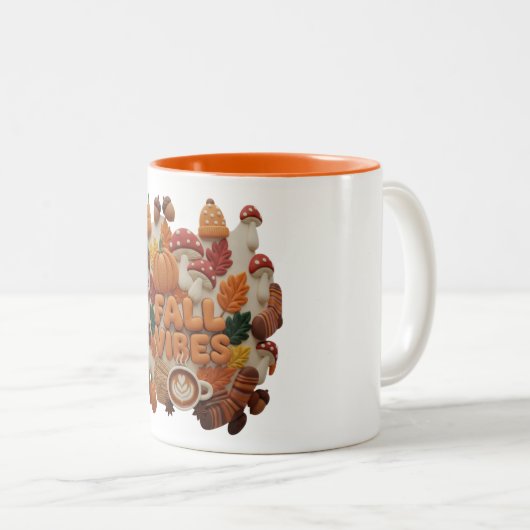 Fall Vibes Mug, Fall 2D Puff Coffee Zweifarbige Tasse (VorderseiteRechts)