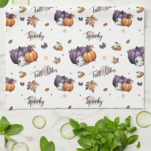 Fall Vibes Nahtloses Muster Geschirrtuch (Gefaltet)