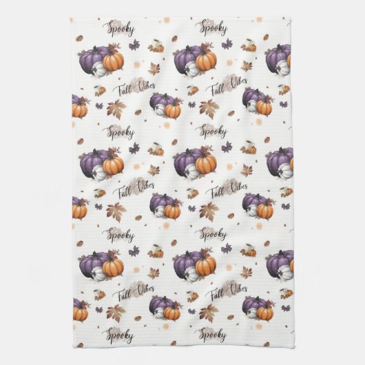 Fall Vibes Nahtloses Muster Geschirrtuch (Vertikal)