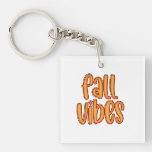 🍂 Fall Vibes Orange Text Graphic Schlüsselanhänger (Vorderseite)