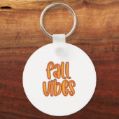 🍂 Fall Vibes Orange Text Graphic Schlüsselanhänger (Vorderseite)