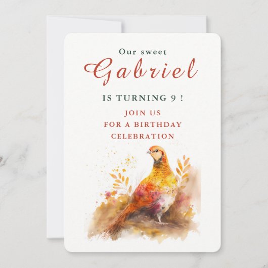 Fall vibes Pheasant - Einladungskarte zum Geburtst Einladung (Vorderseite)